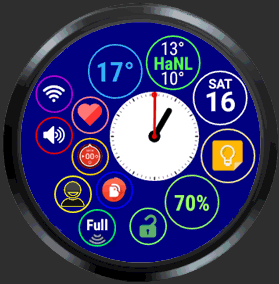 Here’s a fun option:  the background color of the watchface will change its color along the rainbow according to the minutes of the hour: