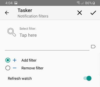 Demokrati Stikke ud spids Add/remove notification filters via Tasker plugin – Bubble Cloud Widgets +  WearOS Tile Launcher / Watch Face