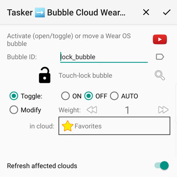 v9.75beta3-4: Tasker plugin open/move bubble – Bubble Cloud Widgets + WearOS Tile / Watch Face